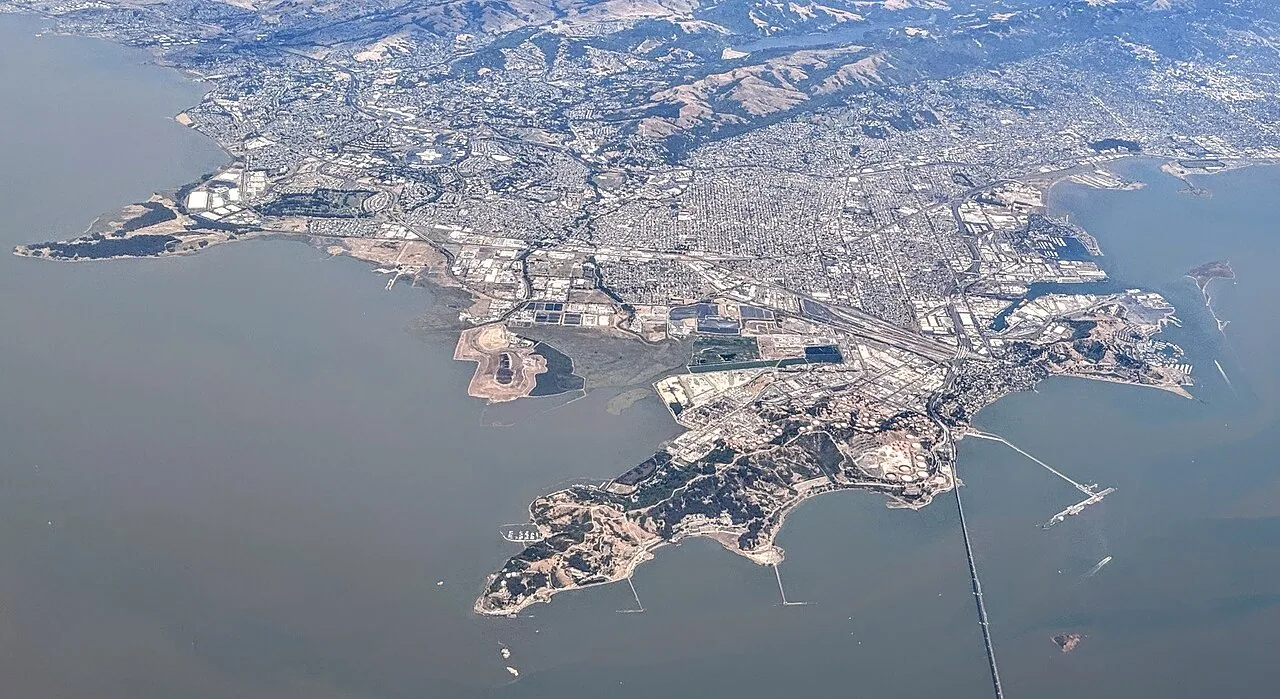 Richmond, CA and the East Bay shoreline from above