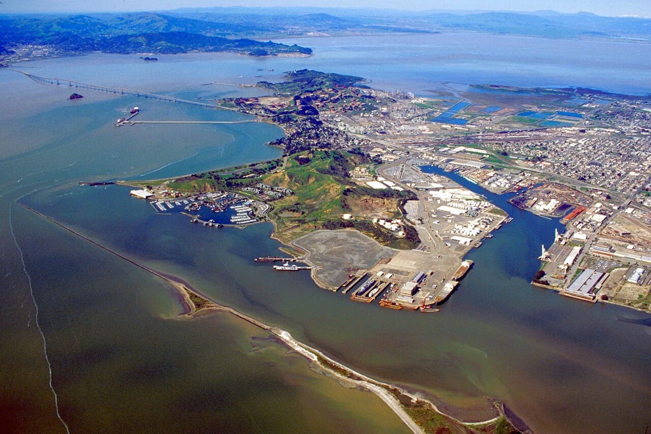 Richmond shoreline and the Port of Richmond from above